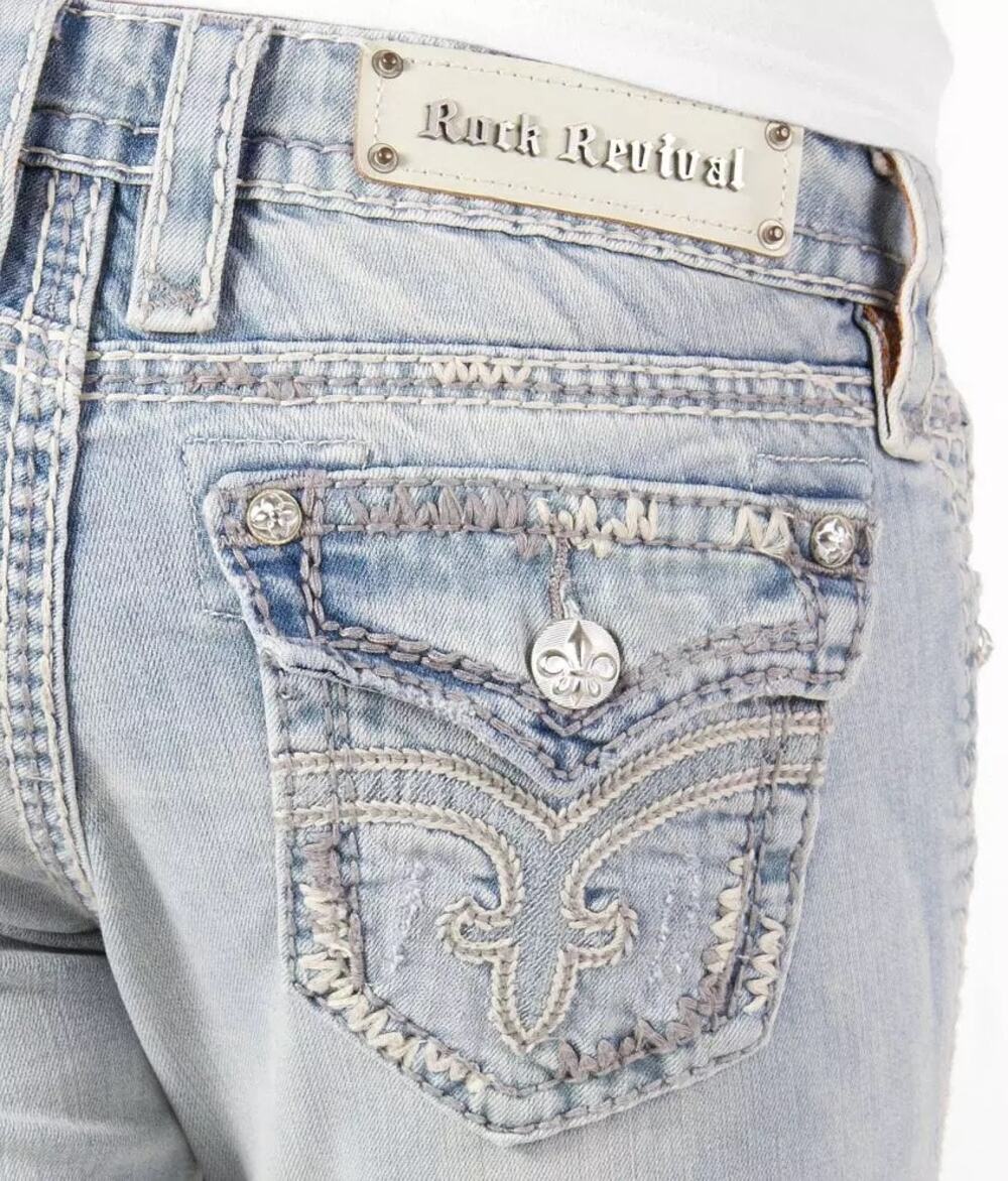 Rock Revival Serena Bootcut Jeans Low Rise Embroidered Y2K Western Denim Size 27